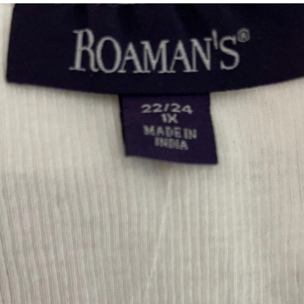 Roaman's 22/24 White Ribbed Gold & Silver Sequin Front Scoop Neckline Tank Top - Picture 6 of 7